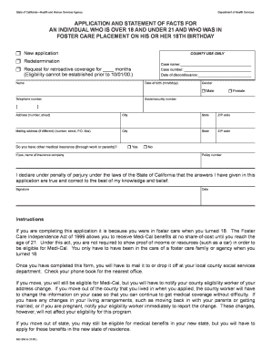California Foster Care Medi-Cal Application