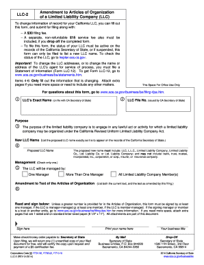 Amendment to Articles of Organization