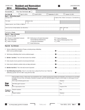California Form 592 Withholding Statement