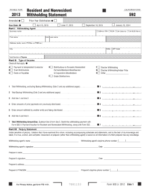 California Form 592 Withholding Statement