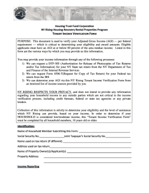 NY Rising Tenant Income Verification Form