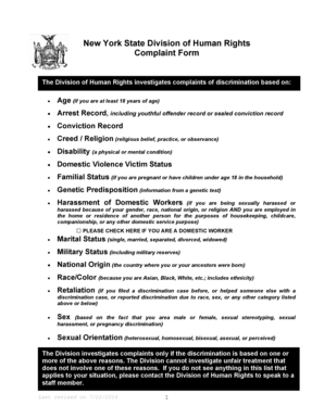 New York State Human Rights Complaint Form