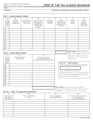 Iowa Tax Credits Schedule