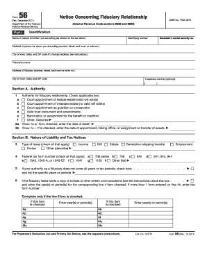 IRS Form 56 Notice Concerning Fiduciary Relationship