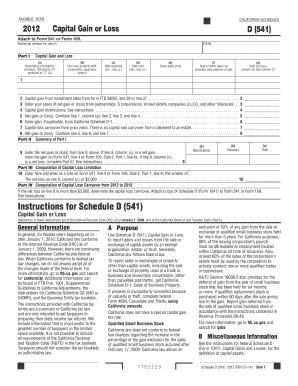 California Schedule D 541 Capital Gain or Loss Form