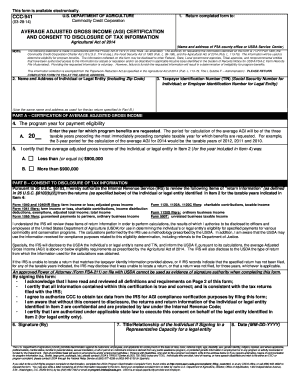 Average Adjusted Gross Income Certification Form