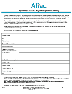 Aflac Medical Necessity Certification Form