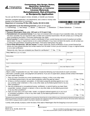 Washington State Cosmetology License Renewal Application