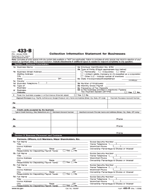 IRS Form 433-B Collection Information Statement for Businesses