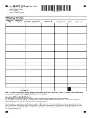 Georgia Off-Road Fuel Worksheet