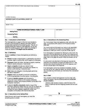Family Law Interrogatories Form FL-145