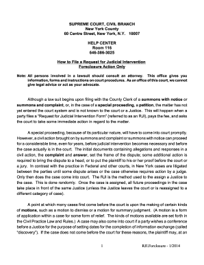 New York Request for Judicial Intervention Form