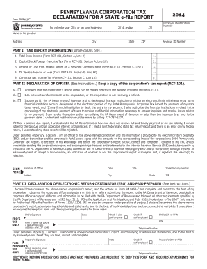 Pennsylvania Corporation Tax Declaration
