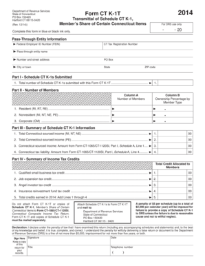 Connecticut Form CT K-1T 2014