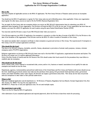 New Jersey ST-5 Exempt Organization Certificate Application
