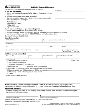 Washington Vehicle Record Request Form