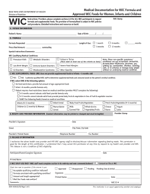 WIC Formula and Supplemental Foods Request Form