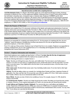 USCIS Form I-9 Employment Eligibility Verification
