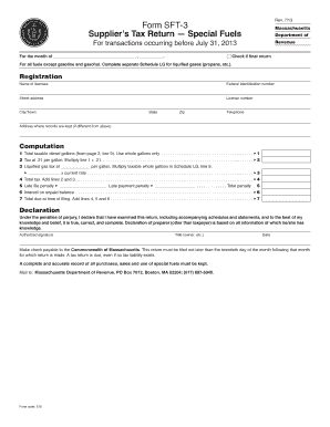 Massachusetts Supplier’s Tax Return Special Fuels