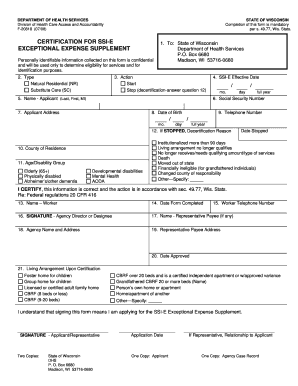 Wisconsin SSI-E Exceptional Expense Supplement