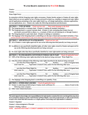 Water Rights Addendum to Water Deeds