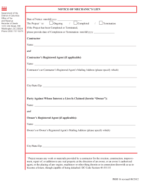 Notice of Mechanic’s Lien