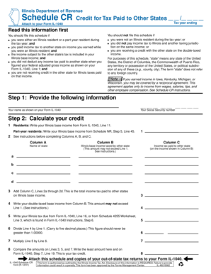 Illinois Schedule CR Tax Credit Form