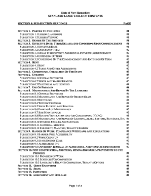 New Hampshire Standard Lease Agreement