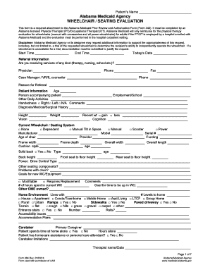 Alabama Medicaid Wheelchair Seating Evaluation