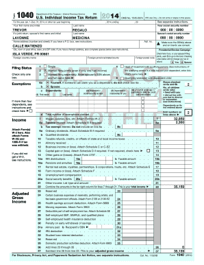 US Individual Income Tax Return 2014