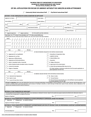 NYC Application for Excuse of Absence Without Pay