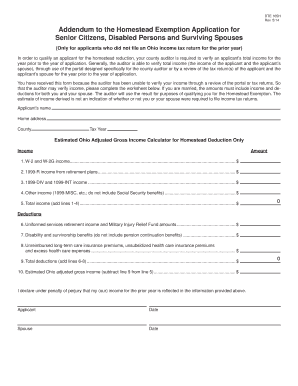 Ohio Homestead Exemption Income Verification Form