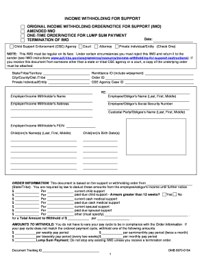 Income Withholding for Support Order