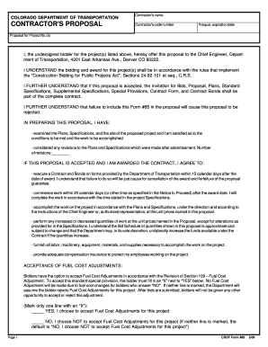 Colorado Contractor's Proposal Form