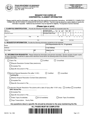 Texas Workers' Compensation Claimant Information Request