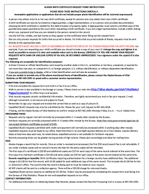 Alaska Birth Certificate Request Form