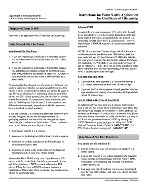 Form N-600 Application for Certificate of Citizenship