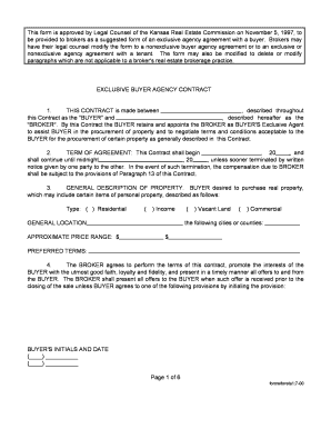Kansas Exclusive Buyer Agency Contract