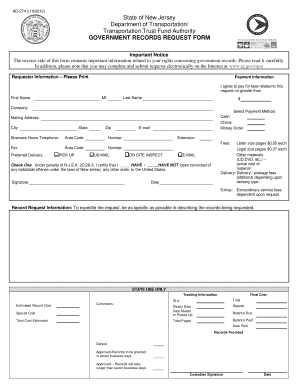 New Jersey Government Records Request Form