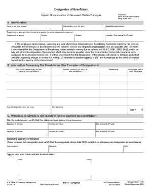 Designation of Beneficiary for Unpaid Compensation