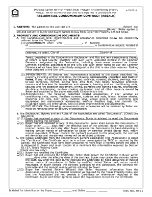 Texas Residential Condominium Contract (Resale)