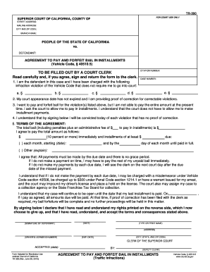 Agreement to Pay and Forfeit Bail in Installments