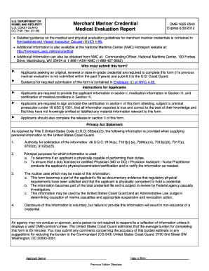 USCG Merchant Mariner Medical Evaluation Report