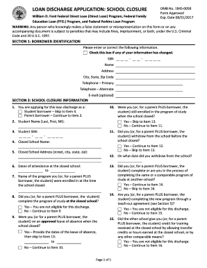 Loan Discharge Application School Closure