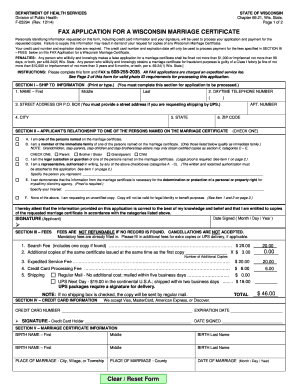 Wisconsin Marriage Certificate Fax Application