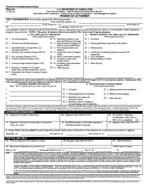 USDA Power of Attorney Form FSA-211
