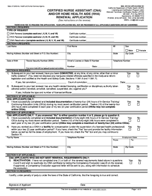 California CNA and HHA Renewal Application
