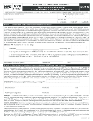 NYC Banking Corporation Tax Return Signature Authorization