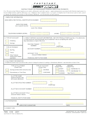 US Federal Employee Direct Deposit Form