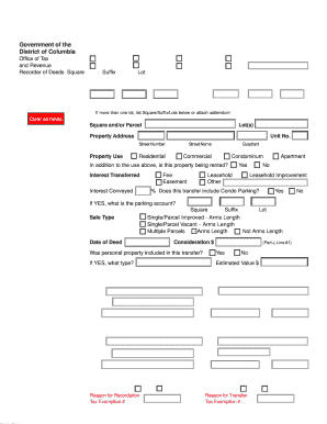 District of Columbia Real Property Recordation and Transfer Tax Form FP 7/C
